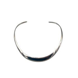 Sterling Silver Torque Collar Choker Necklace Minimalist Modernist 925